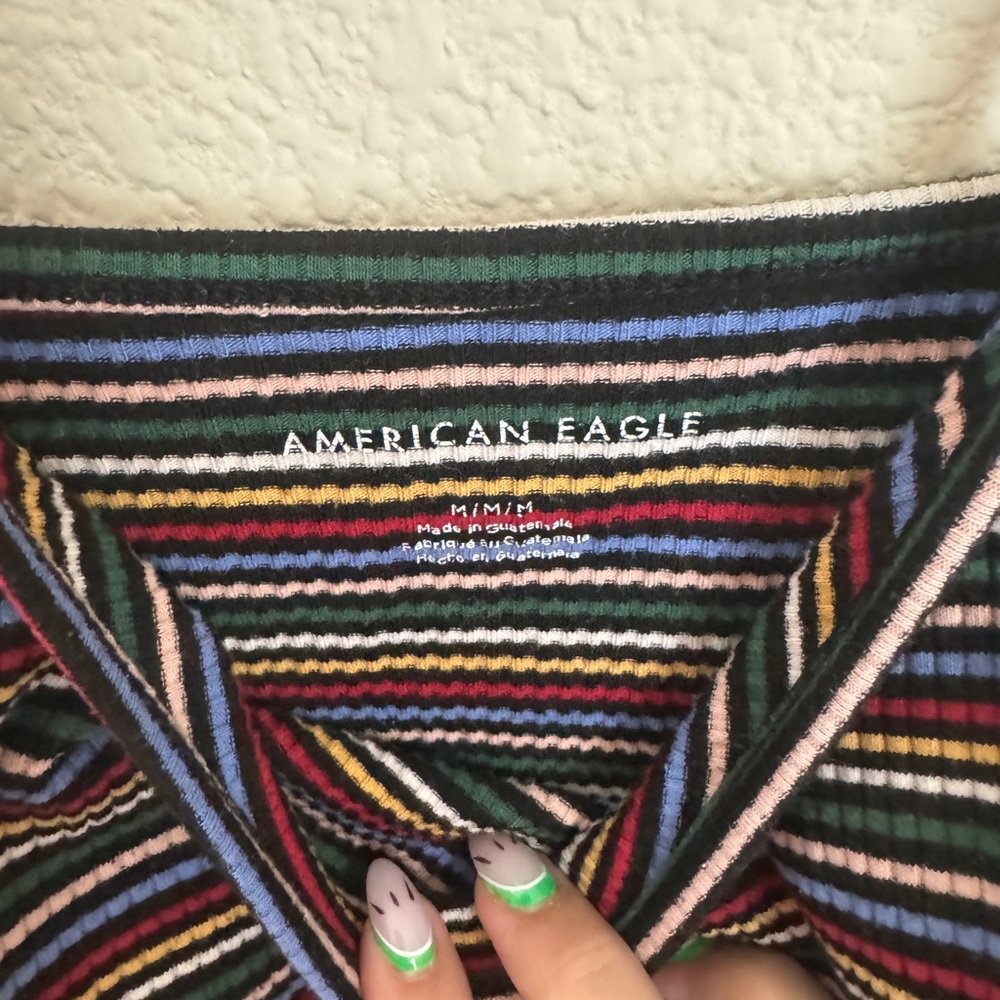 AE - Striped Multicolor Ribbed Tank Top - Picture 2 of 3